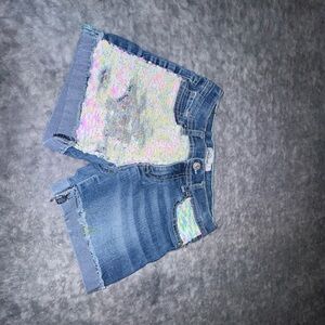 Sequin Denim Girls Shorts
